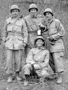 Company A soldiers with mule, West Virginia, 1944