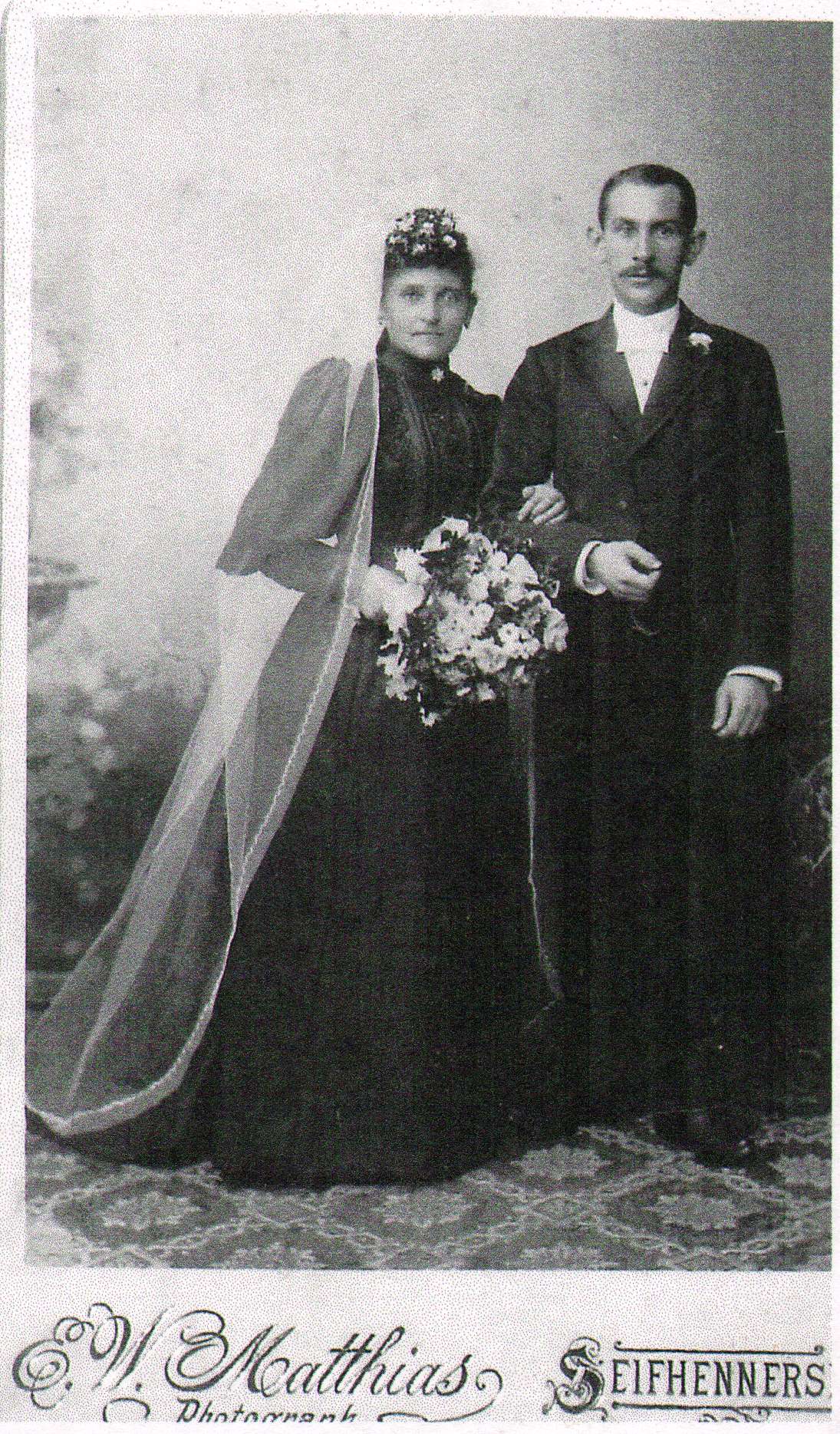 Alexander and Augusta Kremka — possibly a wedding photo, E.W. Mattias studio, Seifhennersdorf, Germany