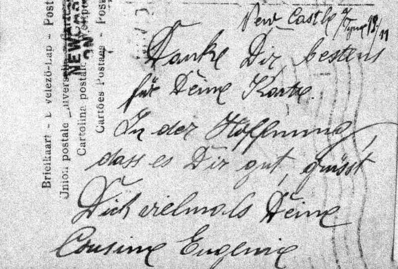 Postcard from Eugenie Kremo — text detail