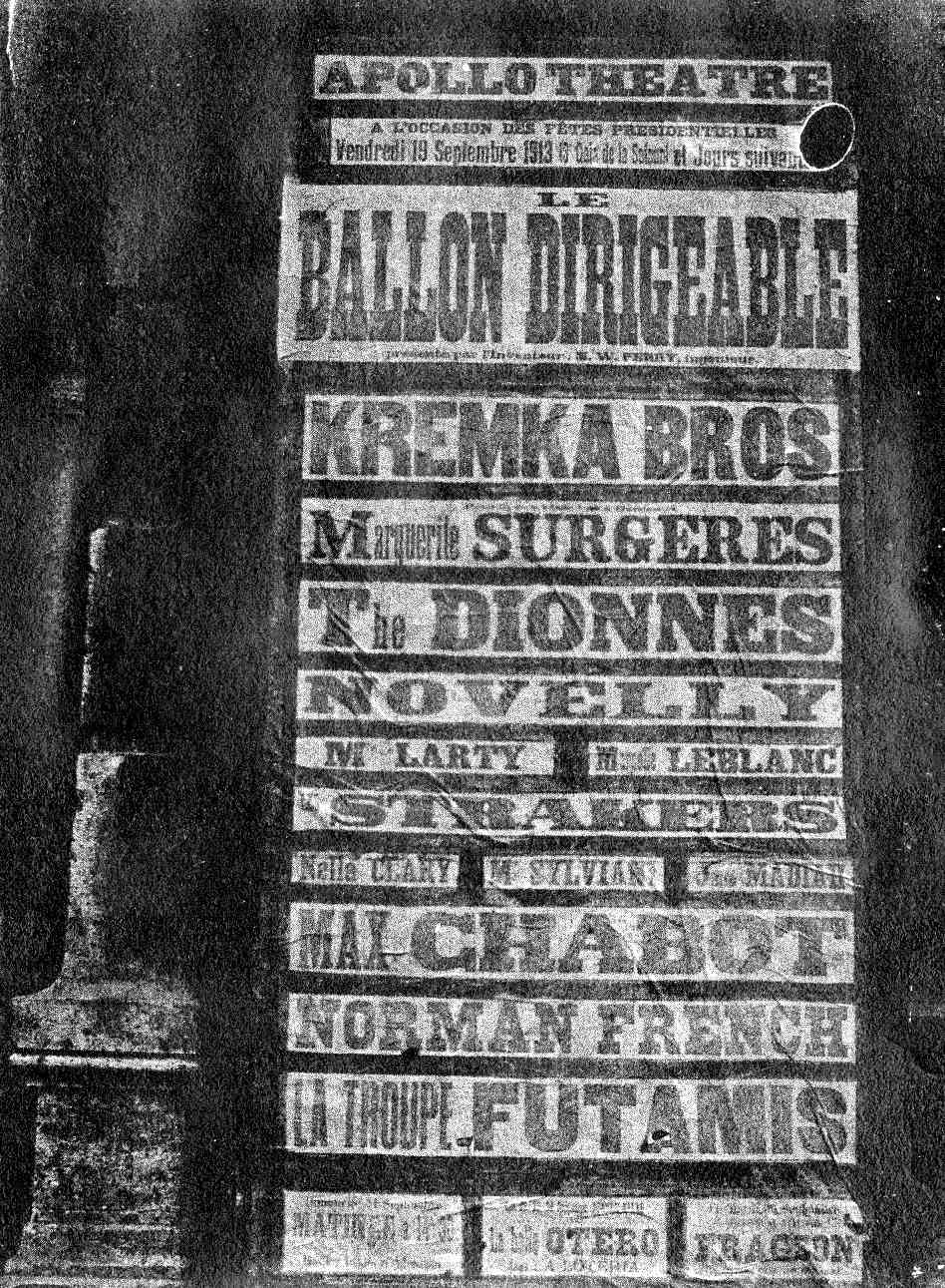 Kremka Brothers show bill, September 19, 1913