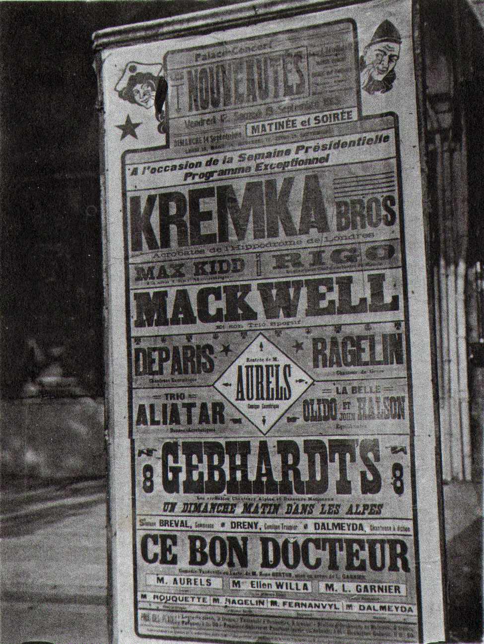 Kremka Brothers show bill, September 14, 1913