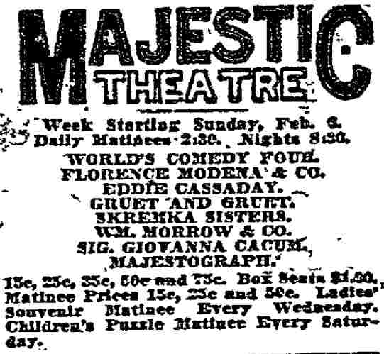 Dallas Morning News, February 10, 1910 — Skremka Sisters listing
