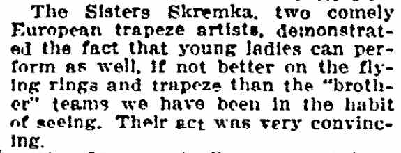 Fort Worth Star-Telegram, February 1, 1910 — Skremka Sisters listing