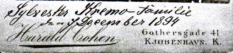 Photograph studio stamp: Harald Cohen, Gothersgade 41, Copenhagen, Denmark