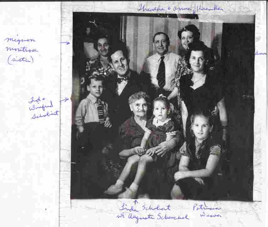 Kremka family key/diagram for 1950s family photo