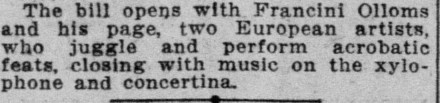 Excellent Bill Given by Orpheum This Week — San Francisco Call, June 4, 1909