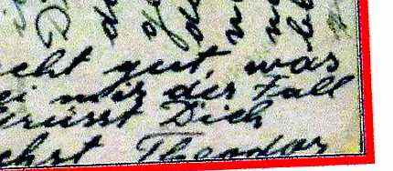 Theodor Kremka's signature on the postcard