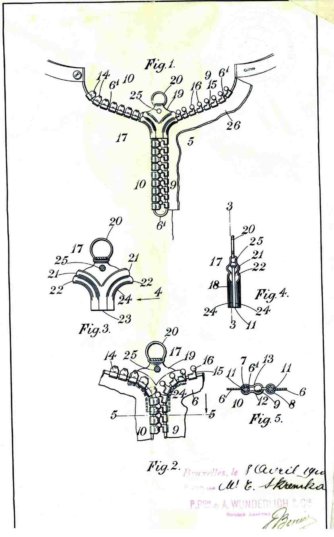 Theodor Kremka's Belgian patent for a boot fastener, 1910 — page 3