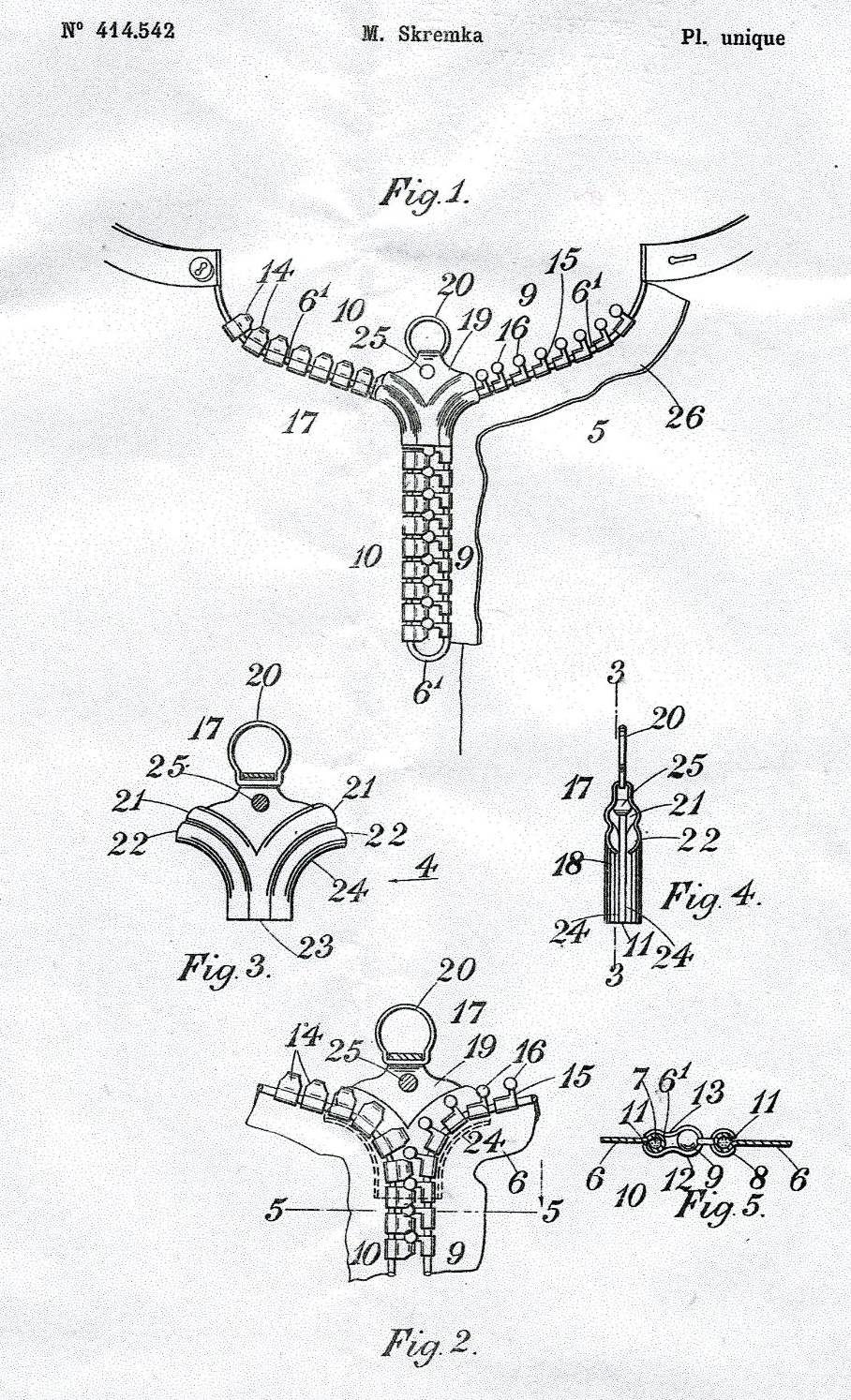 Theodor Kremka's French patent for a boot fastener, 1910 — page 5