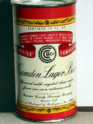 After the Camden Beer brewery closed, Camden Beer was still sold, brewed and packaged by Esslinger in Philadelphia, and distributed out of Camden and Newark. The can aabove was part of this production.