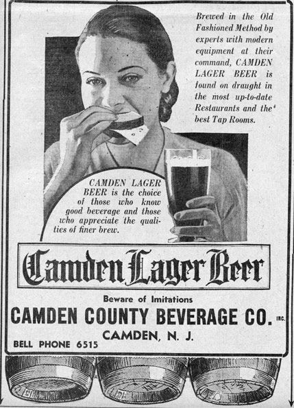 Camden Lager Beer Advertisement - Camden Courier-Post - August 4, 1933