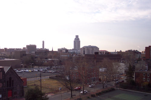 Sunrise over City Hall, November 2004