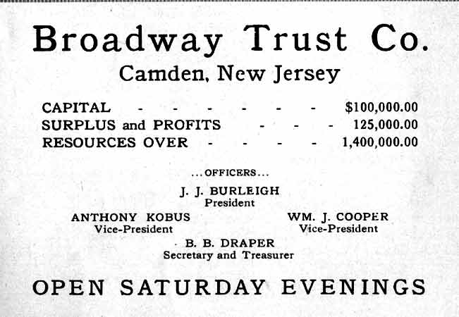 Broadway Trust Company advertisement, 1915