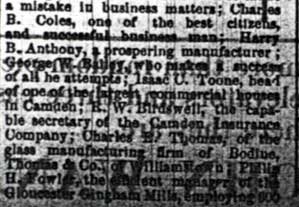 In New Quarters — Camden Post, March 1, 1888, page 7