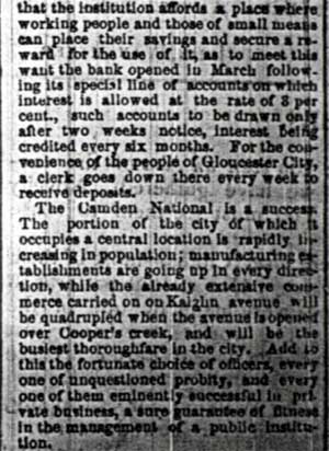 In New Quarters — Camden Post, March 1, 1888, page 9