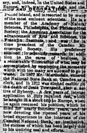 In New Quarters — Camden Post, March 1, 1888, page 11
