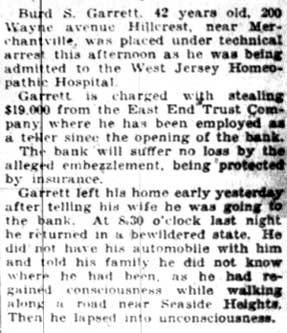Teller In Coma Held In $19,000 Theft At Bank, Camden Courier-Post, February 25, 1928, part 1