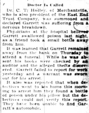 Teller In Coma Held In $19,000 Theft At Bank, Camden Courier-Post, February 25, 1928, part 2