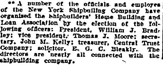 Shipbuilders' Home Building and Loan Association Officers, Philadelphia Inquirer, January 31, 1904