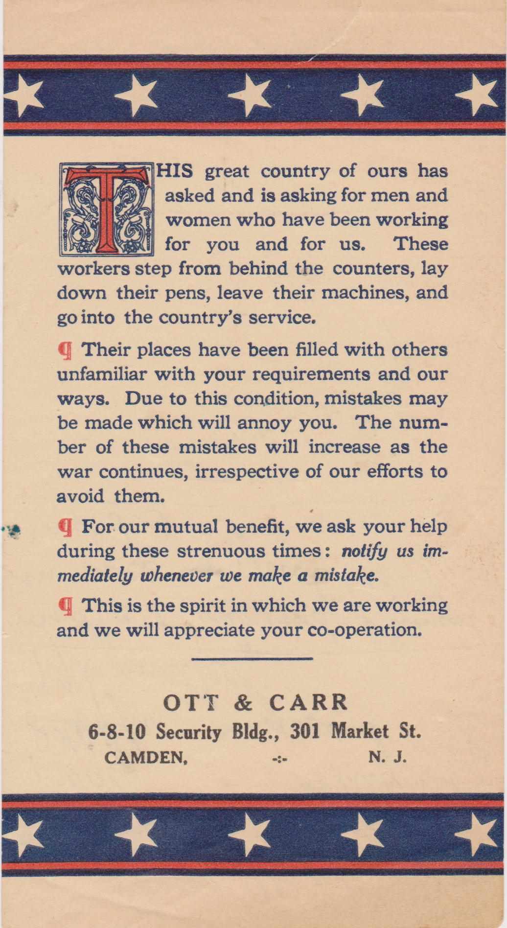 Ott & Carr law partnership photo, 1917-1918