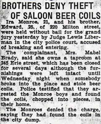 Camden Courier-Post, August 30, 1936 — Brothers Deny Theft of Saloon Beer Coils