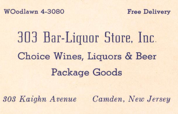 Advertisement for the Three-O-Three Bar in the 1959 Veterans Boxing Association Ring No. 6 banquet program