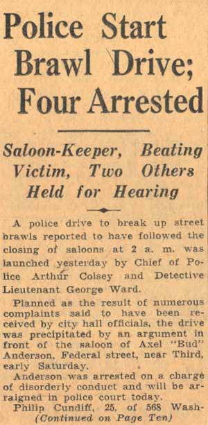 Camden Courier-Post, August 19, 1935 — Police Start Brawl Drive; Four Arrested