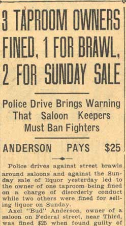 Camden Courier-Post, August 20, 1935 — 3 Taproom Owners Fined, 1 for Brawl, 2 for Sunday Sale