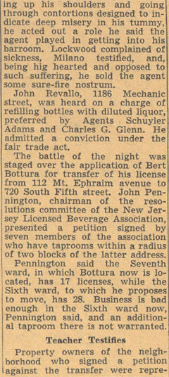 Drinks, Even If Free, Break Sunday Law — Camden Courier-Post, June 14, 1939, column 3