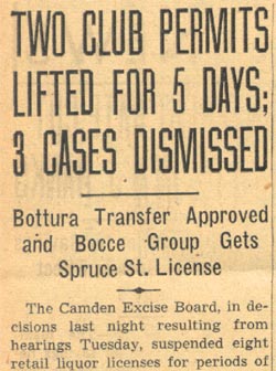 Two Club Permits Lifted for 5 Days; 3 Cases Dismissed, Camden Courier-Post, June 16, 1939
