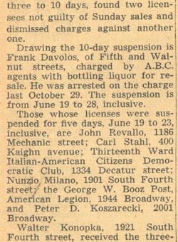 Two Club Permits Lifted for 5 Days; 3 Cases Dismissed continuation, Camden Courier-Post, June 16, 1939