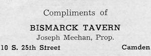 Bismark Tavern advertisement — St. Joseph's Church Golden Jubilee Yearbook, 1943