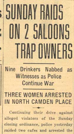Camden Courier-Post, August 26, 1935 — Sunday Raids on 2 Saloons Trap Owners