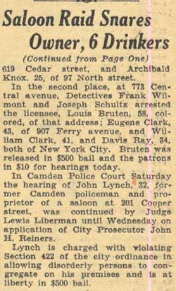 Camden Courier-Post, August 26, 1935 — Saloon Raid Snares Owner, 6 Drinkers (Continued from Page One)