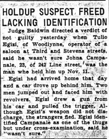 Camden Courier-Post, January 8, 1938 — Holdup Suspect Freed Lacking Identification