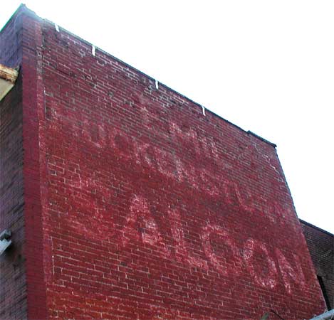 Emil Muckensturm Saloon sign on north wall, 1445 Haddon Avenue, March 16, 2003