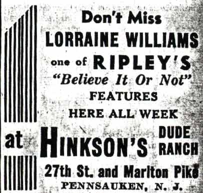 Advertisement for Hinkson's Dude Ranch in the Camden Courier-Post, August 13, 1936