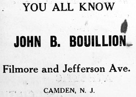 John B. Bouillion advertisement — Jefferson Athletic Association Banquet Program, February 2, 1919