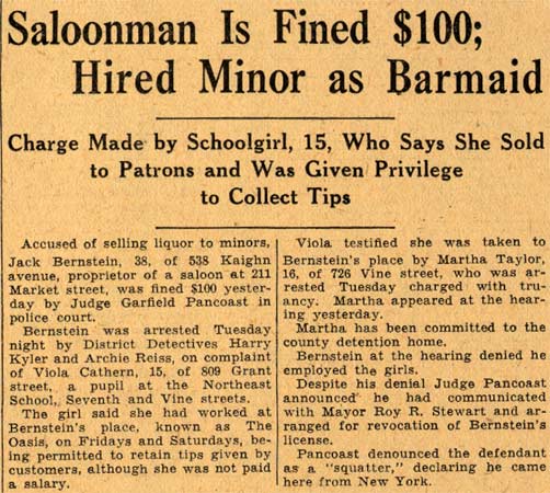 Camden Courier-Post, August 14, 1935 — article about The Oasis at 211 Market Street