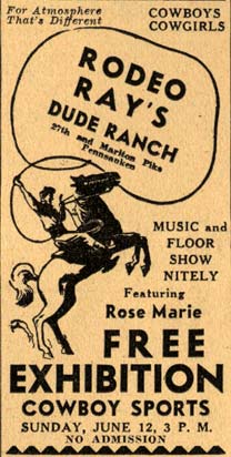Advertisement for Rodeo Ray's Dude Ranch in the Camden Courier-Post, June 1938