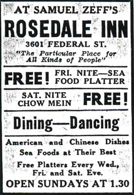 Advertisement for the Rosedale Inn in the Camden Courier-Post, October 3, 1936