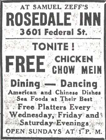 Advertisement for the Rosedale Inn in the Camden Courier-Post, October 17, 1936