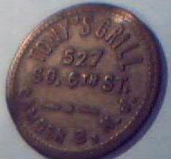 Tony's Grill token, front