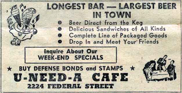 U-Need-A Cafe advertisement, Camden Courier-Post, February 11, 1942