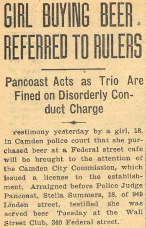 Newspaper clipping: Girl Buying Beer Referred to Rulers, Camden Courier-Post, May 10, 1934