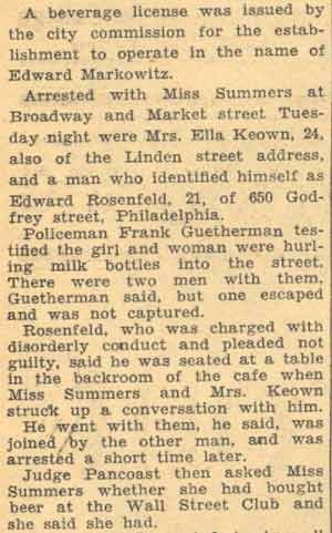Continuation of Girl Buying Beer Referred to Rulers article, Camden Courier-Post, May 10, 1934