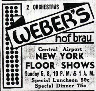 Weber's Hof Brau advertisement: New York Floor Shows, Camden Courier-Post, October 3, 1936