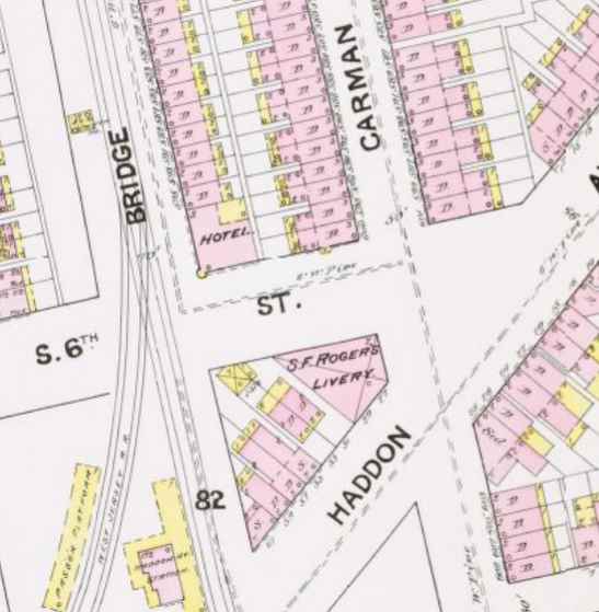 The New Junction Hotel at Sixth and Bridge Avenue — 1891 Sanborn fire insurance map of Camden