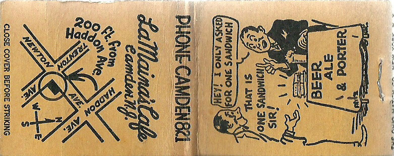 LaMaina's Cafe matchbook open