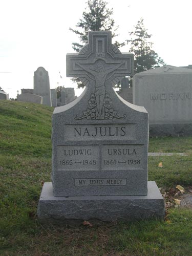 Final resting place of Ludwig and Ursula Najulis at Calvary Cemetery, Cherry Hill NJ